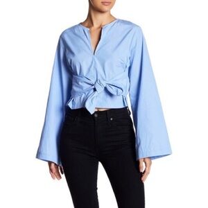 New Lush Pin Stripe Front Tie Long Sleeve …